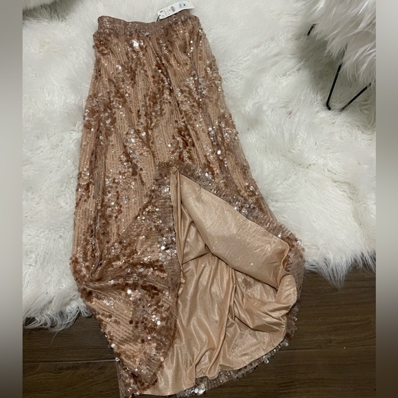 Zara rose gold sequin blogger skirt